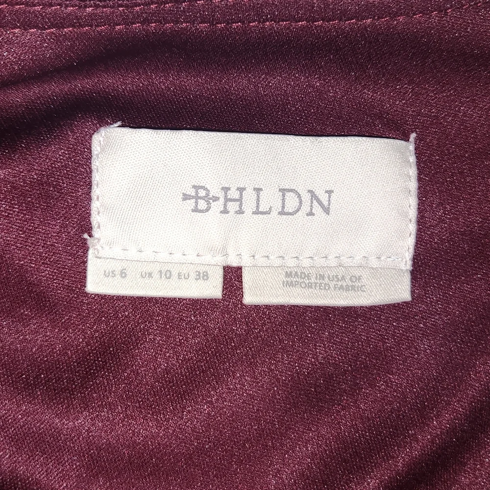 BHLDN Wine Color Lena Boudreaux Flutter Sleeve Dress Size 6.